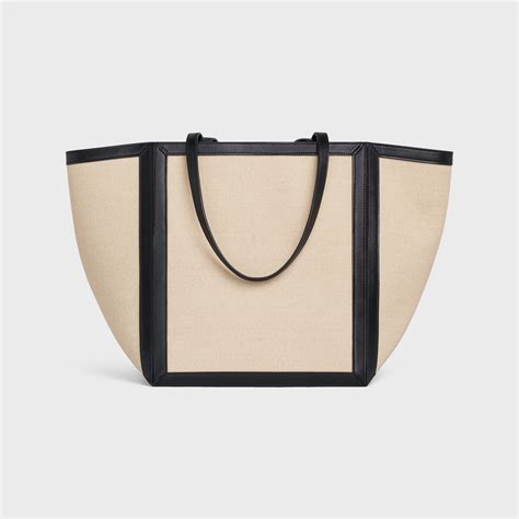 large square in textile with celine print & calfskin|Celine Large Textile Square Tote .